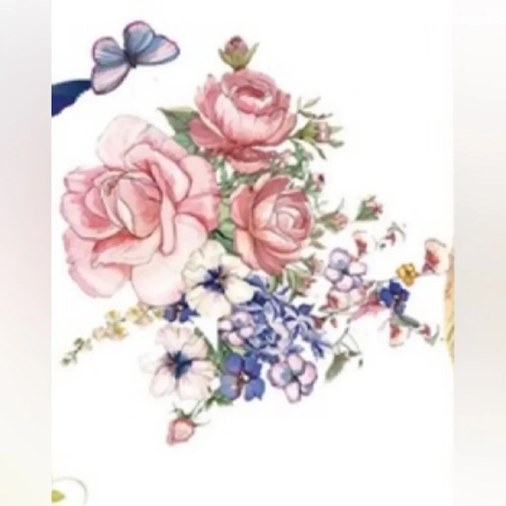 IKEA Blue Upcycled Pillow Covers w/ Floral Transfers w/ Zipper Closure- 2 pcs.